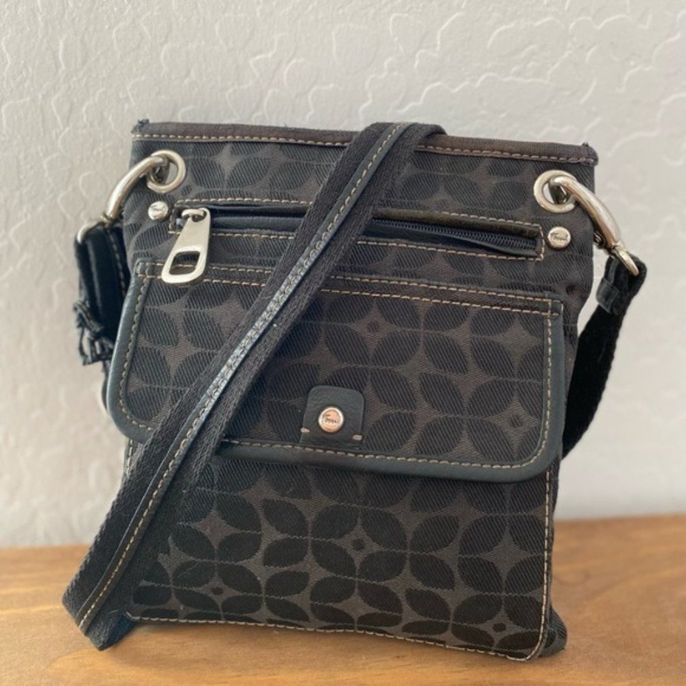 Fossil Canvas and Leather Messenger Crossbody Bag